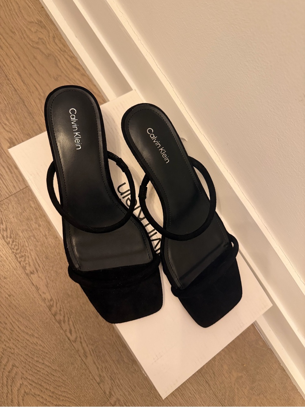 Calvin Klein Black Strappy Low Heel Sandals - Picture 2 of 8